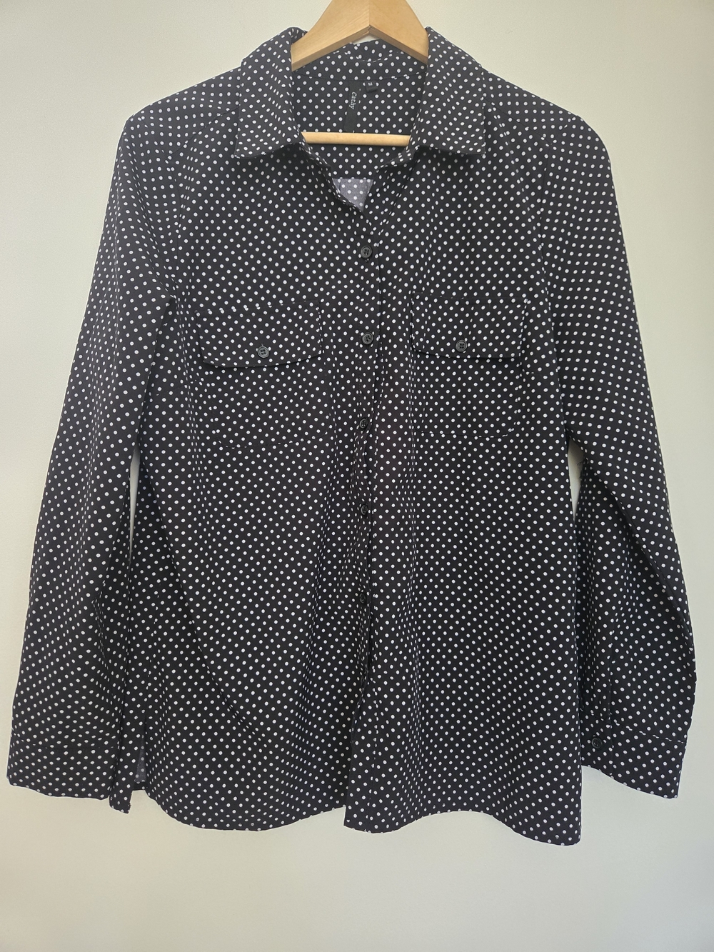 Black Polka Dot Long-Sleeve Blouse - Classic Women's Top